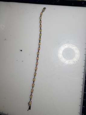 Vintage Sterling Silver 925 Ethiopian Opal and Tanzanite Tennis Bracelet